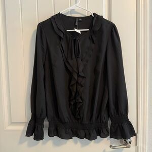 NWT Inois Women’s Black Ruffle Blouse